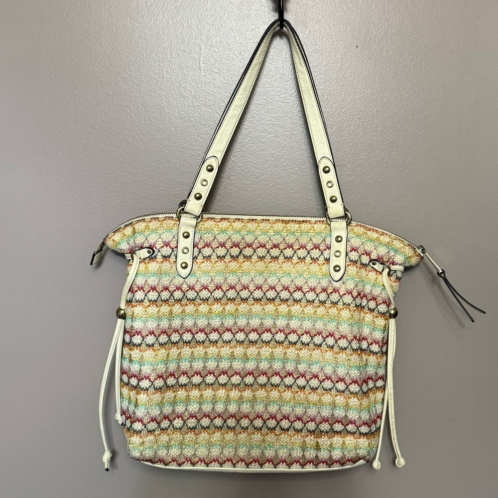 Juicy Couture Large Multi Color Tote Shoulder Bag Straw and Vegan Leather Y2K - Picture 11 of 12